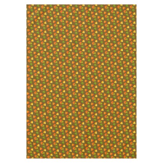 Thanksgiving pompoen en herfstbladeren op bruin tafelkleed (Voorkant)