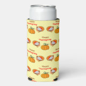 Thanksgiving pompoen en kalkoen patroon geel seltzer blikjeskoeler (Seltzer Voorkant)