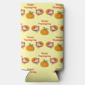 Thanksgiving pompoen en kalkoen patroon geel seltzer blikjeskoeler (Achterkant)