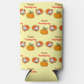 Thanksgiving pompoen en kalkoen patroon geel seltzer blikjeskoeler (Voorkant)