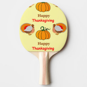 Thanksgiving pompoen en kalkoenen tafeltennisbatje