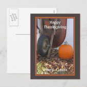 Thanksgiving pompoen en kruiwagen vakantie bericht feestdagenkaart (Voorkant / Achterkant)