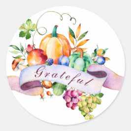 Thanksgiving pompoen en pompelmoes ronde sticker