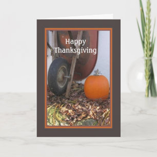 Thanksgiving pompoen en rolstoelgalerij feestdagen kaart