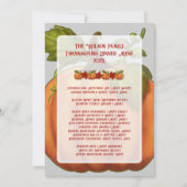 Thanksgiving Pompoen Familie Diner Menu Sjabloon Kaart (Voorkant)