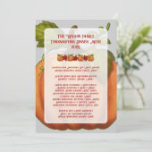 Thanksgiving Pompoen Familie Diner Menu Sjabloon Kaart (Staand voorkant)