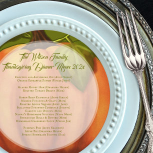 Thanksgiving Pompoen Familie Diner Rond Menu Kaart