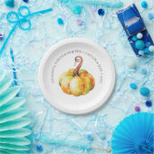 Thanksgiving pompoen gepersonaliseerde waterverf papieren bordje (Feest)