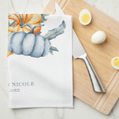 Thanksgiving pompoen Gepersonaliseerde waterverf Theedoek (Quarter Fold)