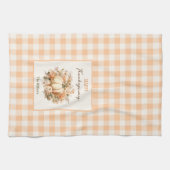 Thanksgiving pompoen gingham pastel Oranje naam Theedoek (Horizontaal)