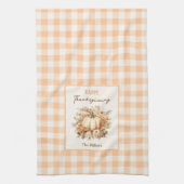 Thanksgiving pompoen gingham pastel Oranje naam Theedoek (Verticaal)