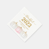 Thanksgiving pompoen gouden script gepersonaliseer servet (Hoek)