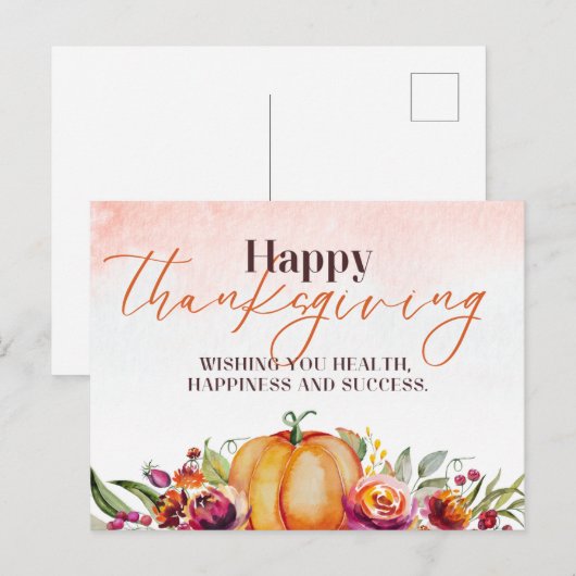 Thanksgiving Pompoen & Herfst Briefkaart (Voorkant / Achterkant)