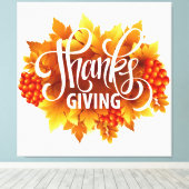 Thanksgiving Pompoen & Herfst Canvas Afdruk (Insitu (Houten vloer))
