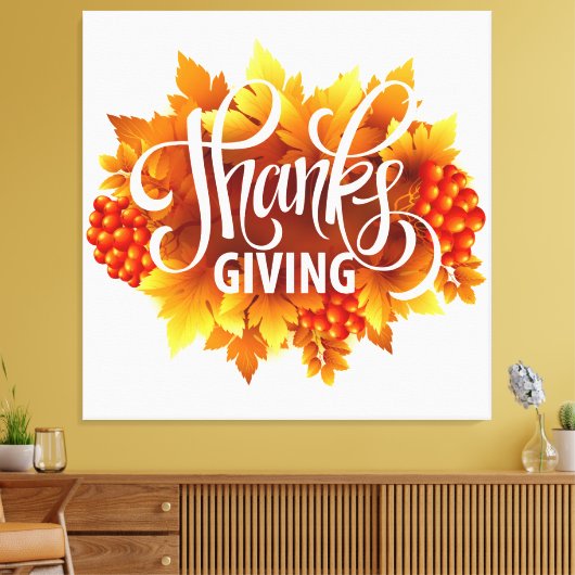 Thanksgiving Pompoen & Herfst Canvas Afdruk (Insitu (Woonkamer))