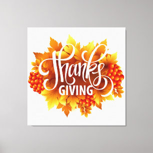 Thanksgiving Pompoen & Herfst Canvas Afdruk