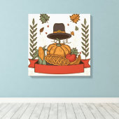 Thanksgiving Pompoen & Herfst Canvas Afdruk (Insitu (Houten vloer))