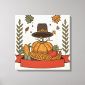 Thanksgiving Pompoen & Herfst Canvas Afdruk (Voorkant)