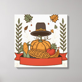 Thanksgiving Pompoen & Herfst Canvas Afdruk