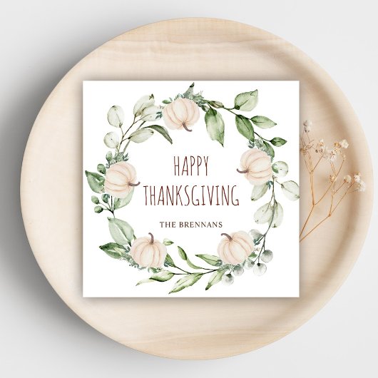 Thanksgiving pompoen herfst eucalyptus groen servet