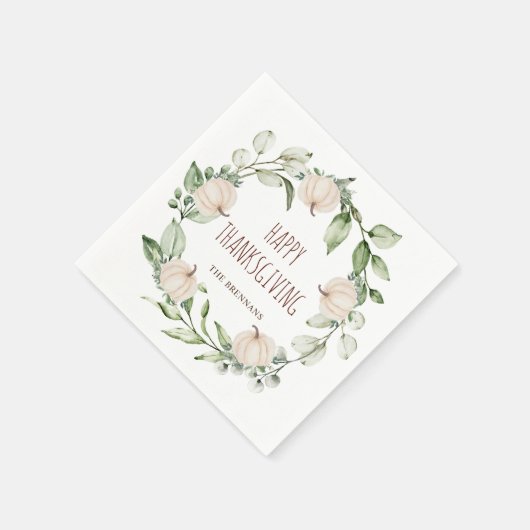 Thanksgiving pompoen herfst eucalyptus groen servet (Hoek)