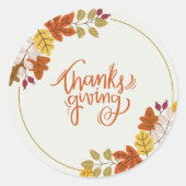Thanksgiving Pompoen & Herfst Ronde Sticker (Voorkant)