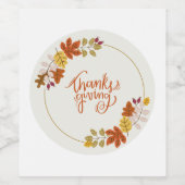 Thanksgiving Pompoen & Herfst Wijn Etiket (Enkel label)