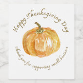Thanksgiving Pompoen & Herfst Wijn Etiket (Enkel label)
