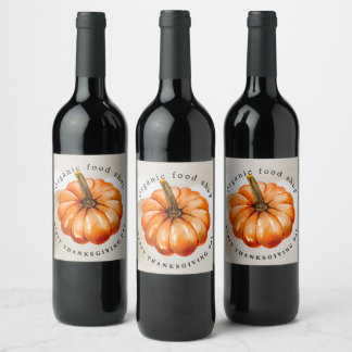 Thanksgiving Pompoen & Herfst Wijn Etiket