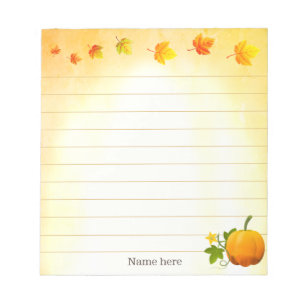 Thanksgiving Pompoen & Herfstbladeren Lijn Notitieblok