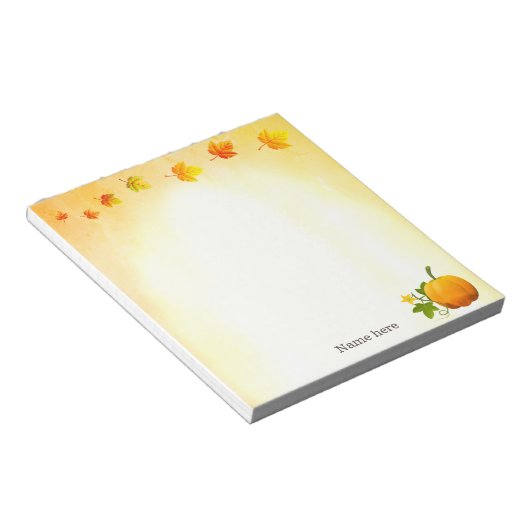 Thanksgiving pompoen & herfstbladeren notitieblok (Schuin)