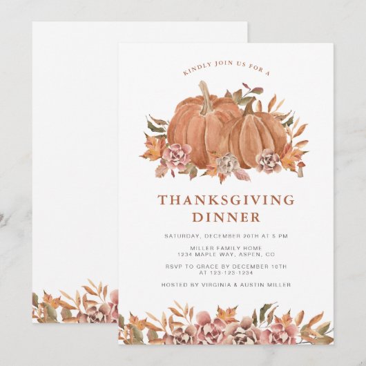 Thanksgiving pompoen kaart (Voorkant / Achterkant)