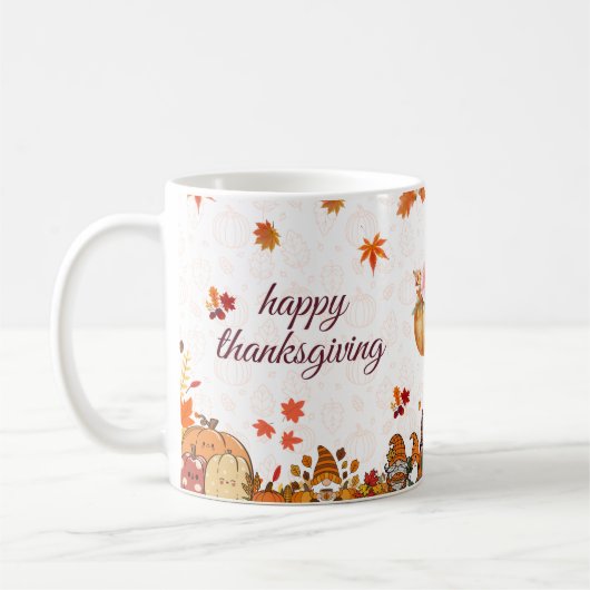 Thanksgiving Pompoen Kabouter Banner Koffiemok (Links)