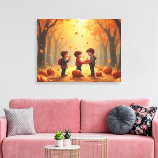 Thanksgiving pompoen kinderen canvas afdruk (Insitu (Woonkamer))