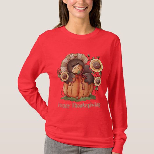 Thanksgiving pompoen kraai Vakantie vrouwen t-shir T-shirt (Voorkant)