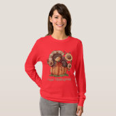Thanksgiving pompoen kraai Vakantie vrouwen t-shir T-shirt (Voorkant volledig)