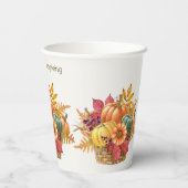 Thanksgiving pompoen mand papier kopjes papieren bekers (Achterkant)