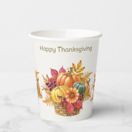 Thanksgiving pompoen mand papier kopjes papieren bekers
