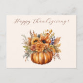 Thanksgiving-Pompoen met Bloemen- Briefkaart (Voorkant)