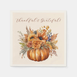 Thanksgiving- Pompoen met Bloemen- Servet