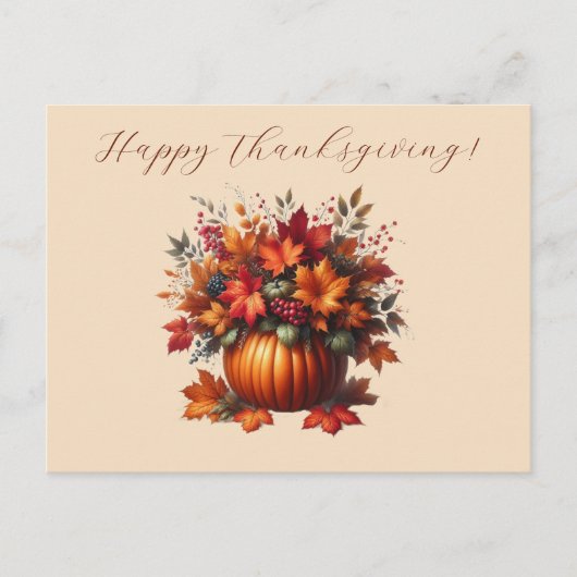 Thanksgiving-Pompoen met Fall Leaves- Briefkaart (Voorkant)
