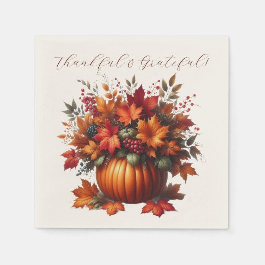Thanksgiving- Pompoen met Fall Leaves Servet (Voorkant)