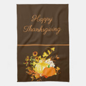 Thanksgiving pompoen met herfst Leaves Holiday Theedoek (Verticaal)
