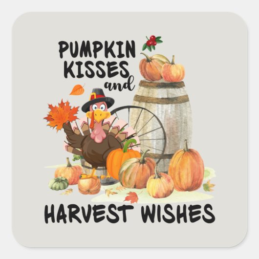 Thanksgiving pompoen met pompoenen Harvest Vierkante Sticker (Voorkant)