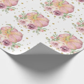 Thanksgiving Pompoen met roze en glitter details Cadeaupapier (Hoek)