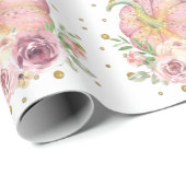 Thanksgiving Pompoen met roze en glitter details Cadeaupapier (Rol Hoek)