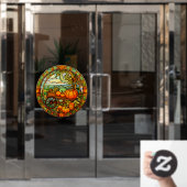 Thanksgiving Pompoen Oogst Faux Glas in lood Raamsticker (Kantoordeur)