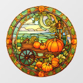Thanksgiving Pompoen Oogst Faux Glas in lood Raamsticker (Vel)