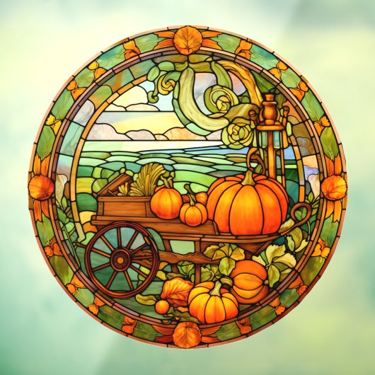 Thanksgiving Pompoen Oogst Faux Glas in lood Raamsticker (Vel 3)