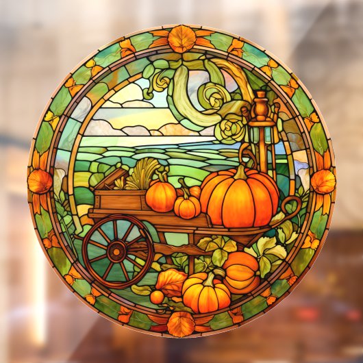 Thanksgiving Pompoen Oogst Faux Glas in lood Raamsticker (Vel 2)